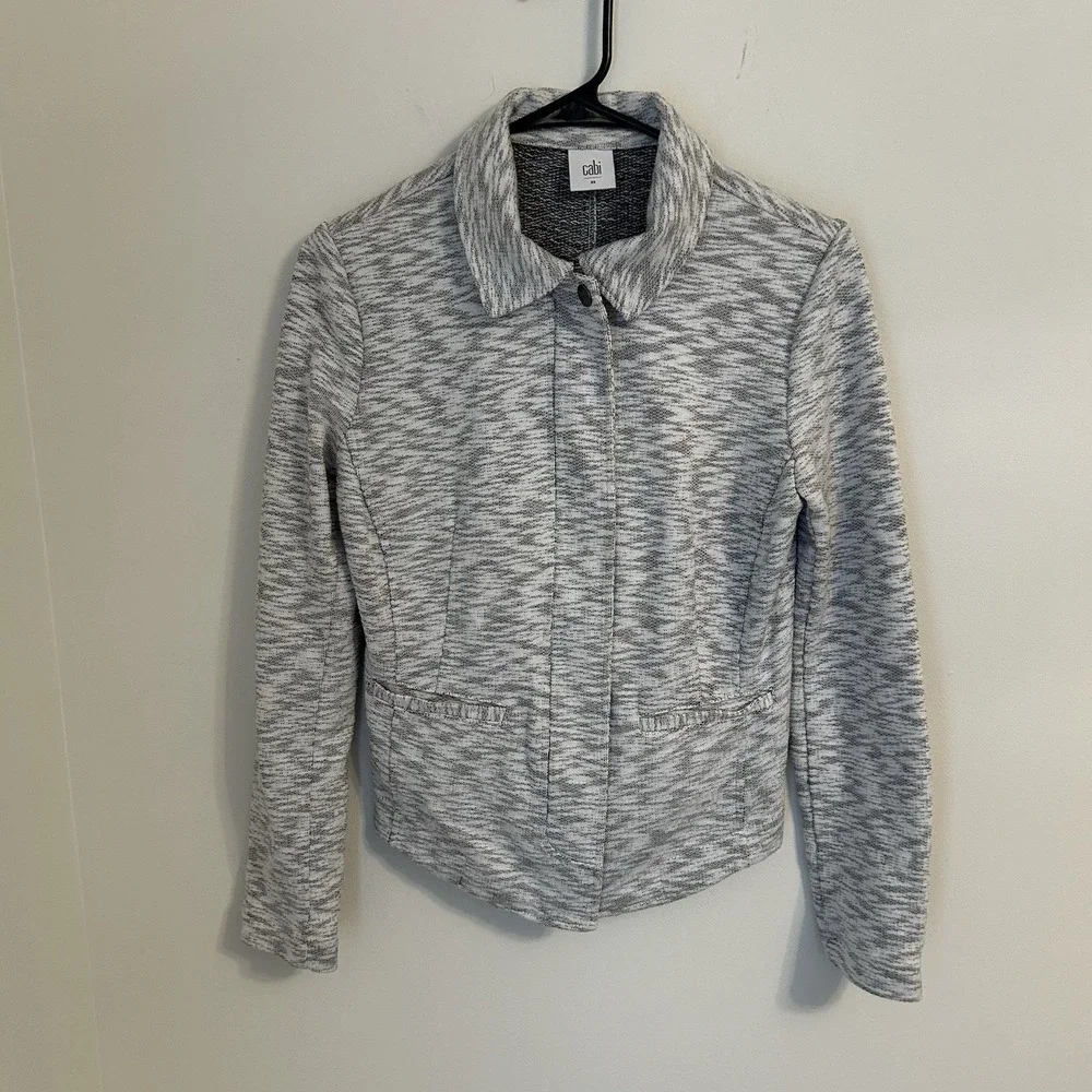 Cabi Neo Moto Sweater Jacket Light Heathered Gray‎ Zip Up Style 5102 Size XS